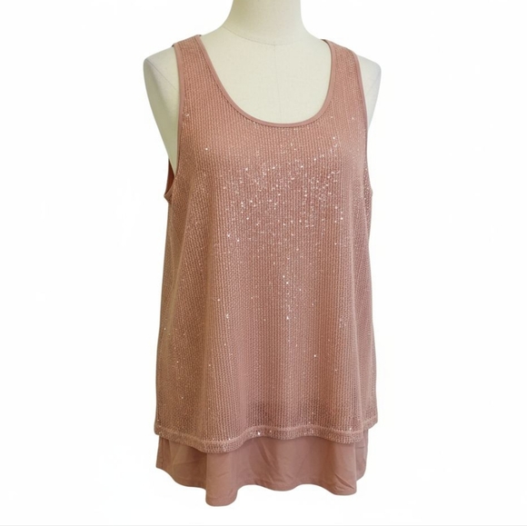 Simply Noelle Tops - Simply Noelle Layered Peach Sleeveless Blouse Size Large/XL 12-14
